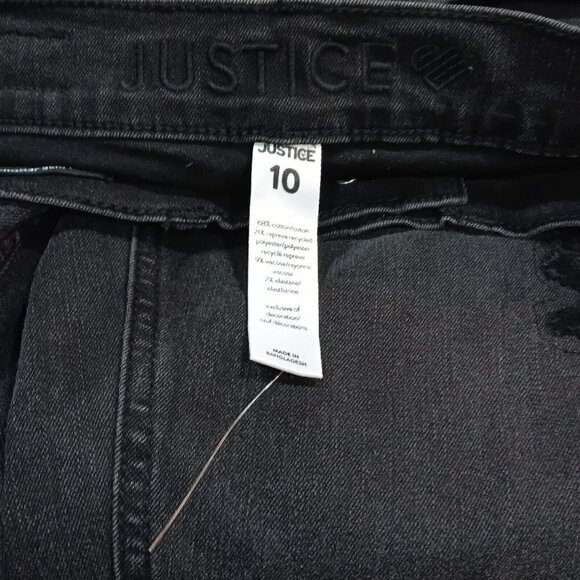 Justice Brand Fashion Jeans Size 10 Girls Washed Black Fringe Hem NWT - Picture 8 of 9